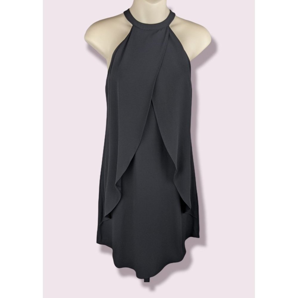 A.L.C. black flutter ruffles cocktail Dress 0 XS lbd high neck tulip cocktail
